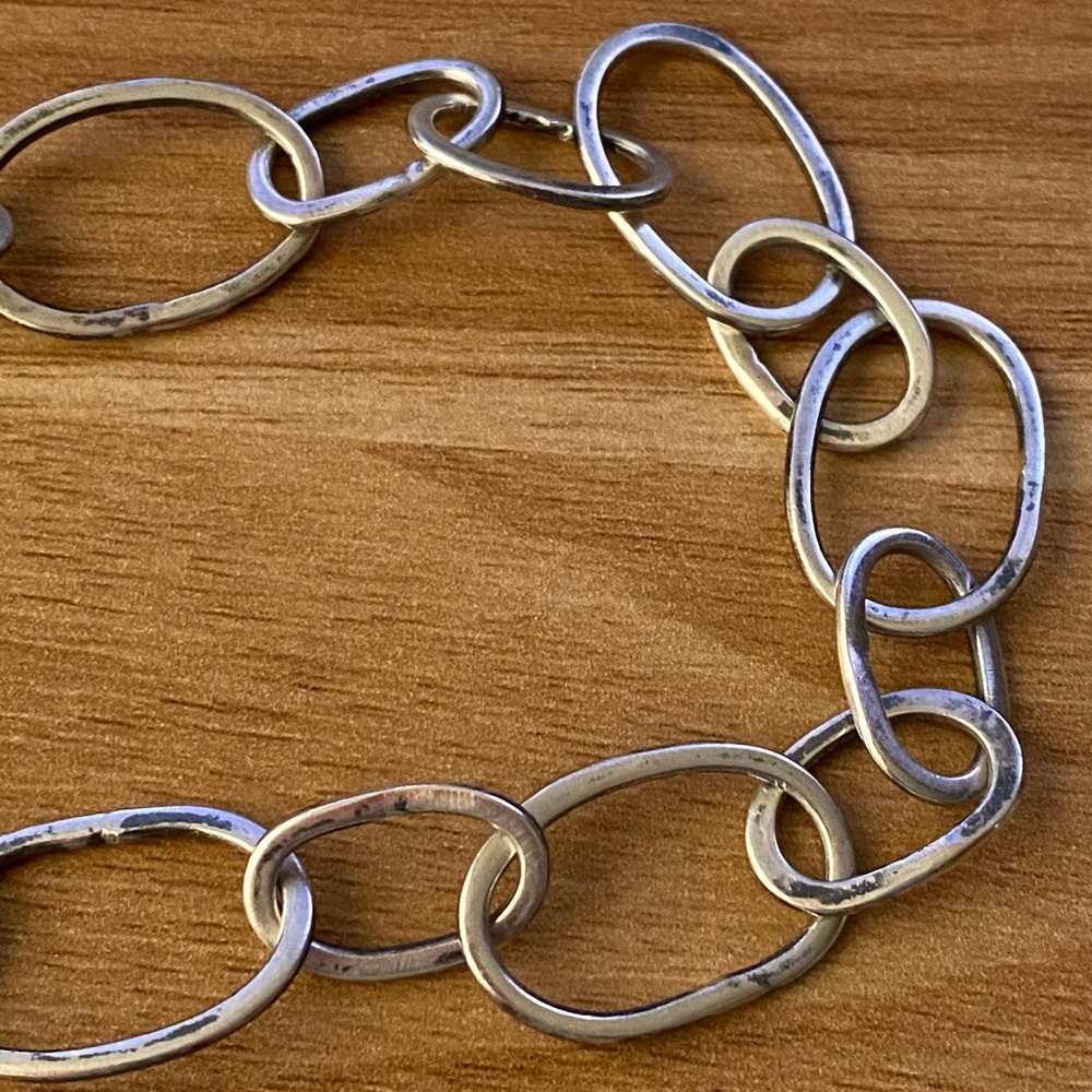 Vintage Interlocking ovals 925 sterling Silver necklace - Picture 5 of 6